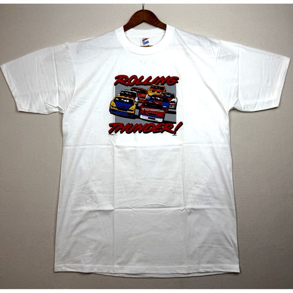 New Rolling Thunder! Men's Racing Car Tee Shirt XL Multi-Color 100% Cotton‎